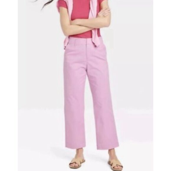 A New Day Pink High-Rise Straight Ankle Trousers Pants size 2 - Picture 2 of 12
